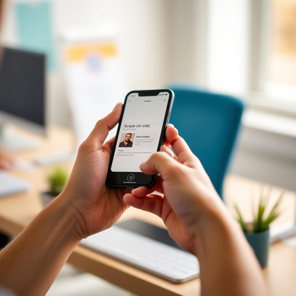 A child reading a real-time visit update on their phone from their parent's companion